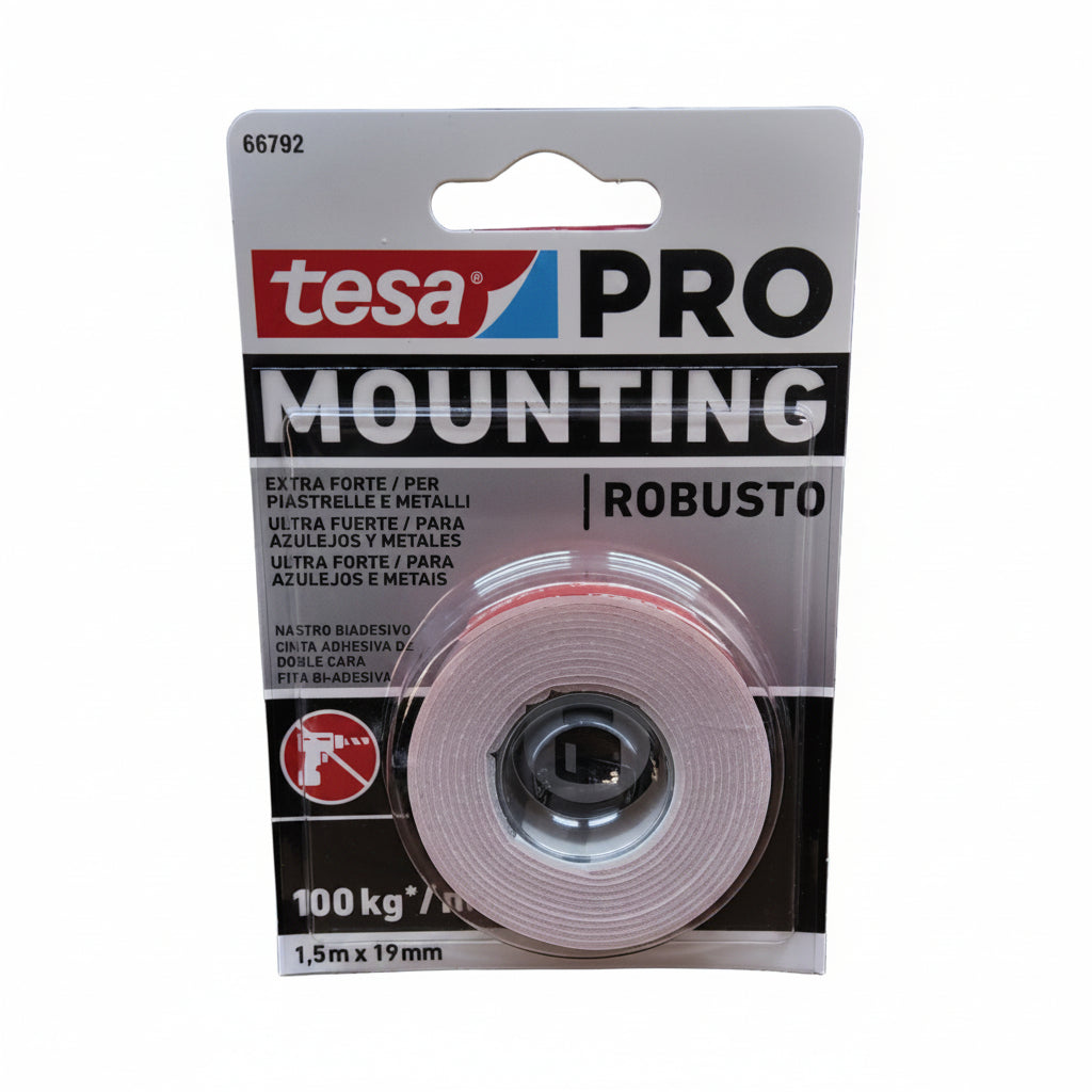 Cinta doble contacto objeto pesado 150kg 1.5mx19mm