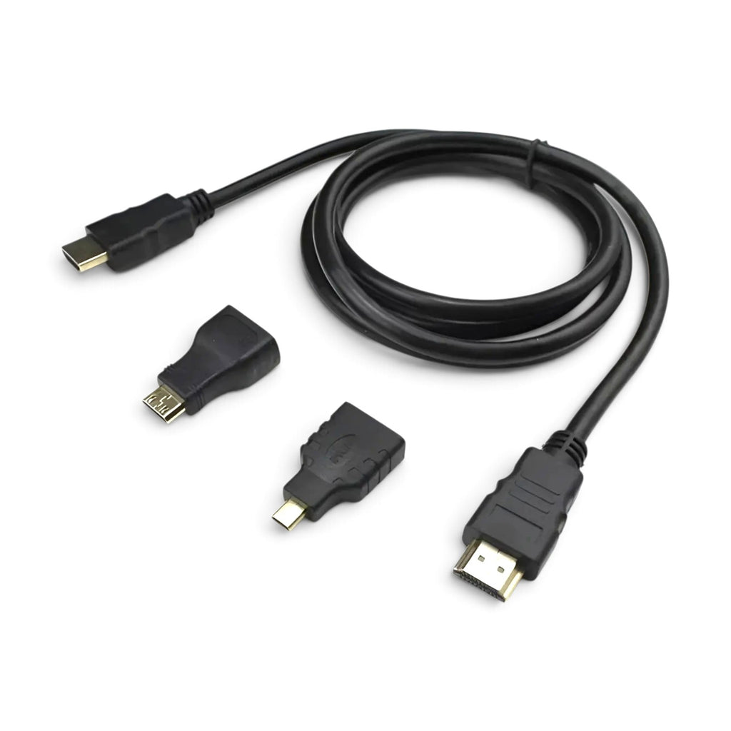 Cable hdmi + adaptadores micro hdmi y mini hdmi 1.5mts