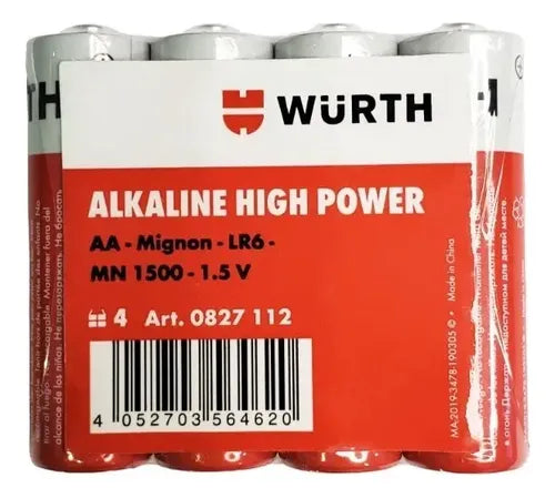 Pilas AA alcalina "high power" 1.5v 4UND WURTH 4und