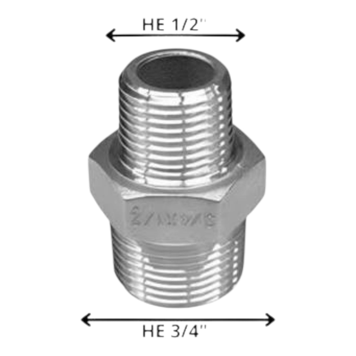 Niple 1/2" x 3/4" he cromado